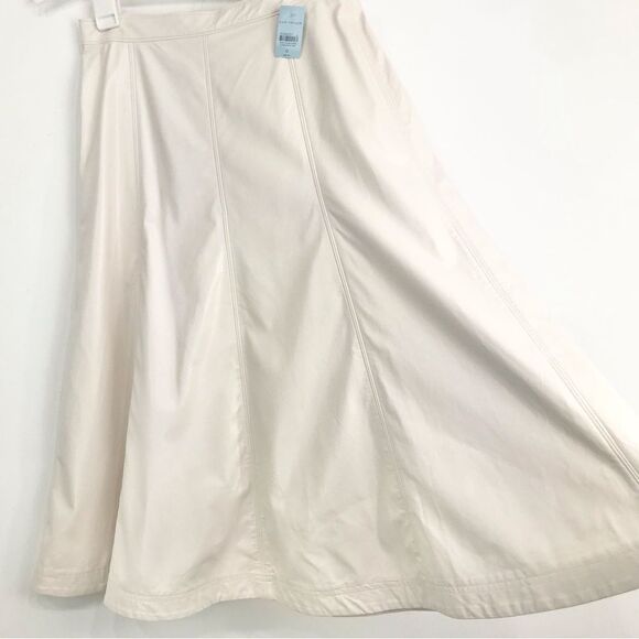 SOLD Ann Taylor White Faux Leather A Line Panel Stitch Midi Skirt NEW - Picture 6 of 15